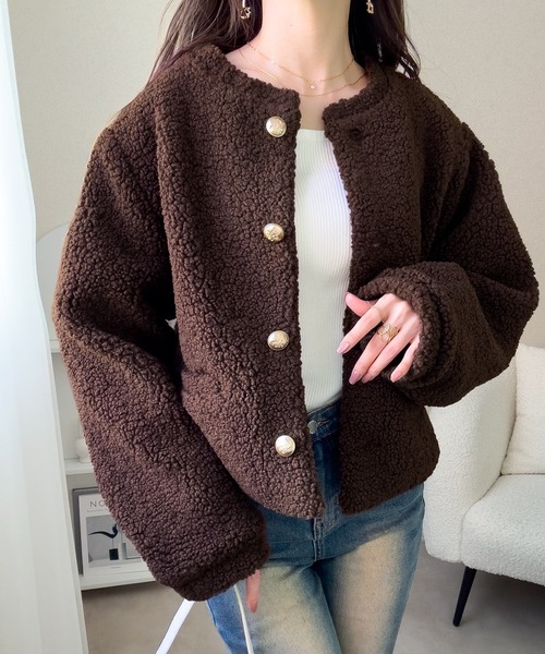「mily bilet」 ノーカラージャケット SMALL アイボリー レディース_画像9