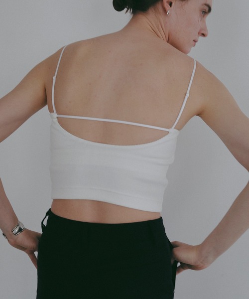 MANOF ホワイト　カップ付　キャミソール MANOF（マノフ） カップ付き キャミソール BACK OPEN SHORT CAMISOLE