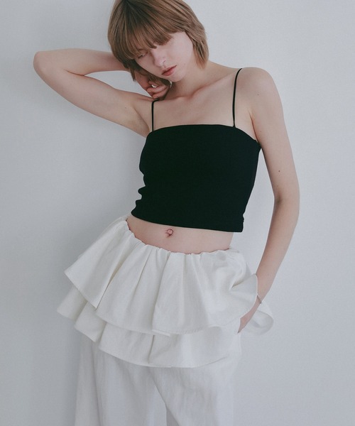 MANOF ホワイト　カップ付　キャミソール MANOF（マノフ） カップ付き キャミソール BACK OPEN SHORT CAMISOLE