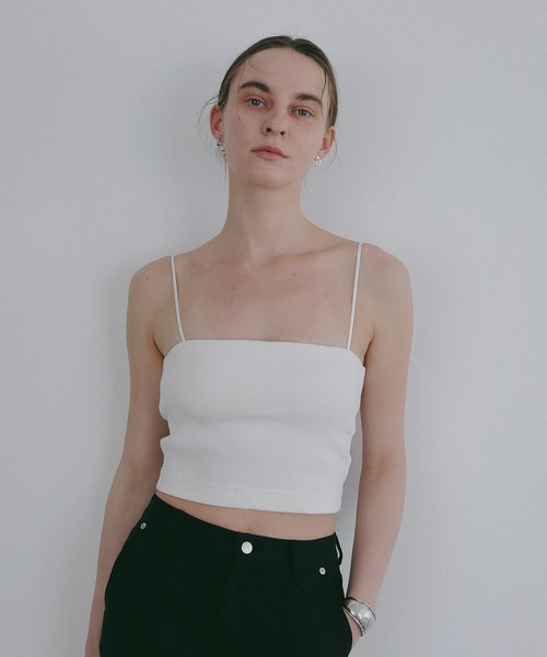 MANOF ホワイト　カップ付　キャミソール MANOF（マノフ） カップ付き キャミソール BACK OPEN SHORT CAMISOLE