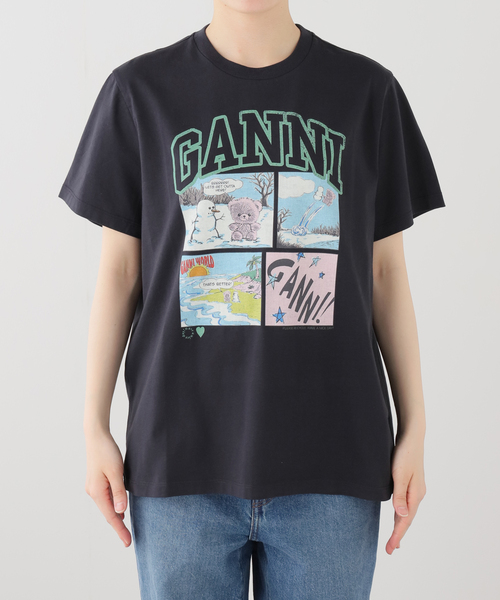 GANNI（ガニー） tシャツ 半袖 Basic Cotton Jersey Bear Comic Teddy