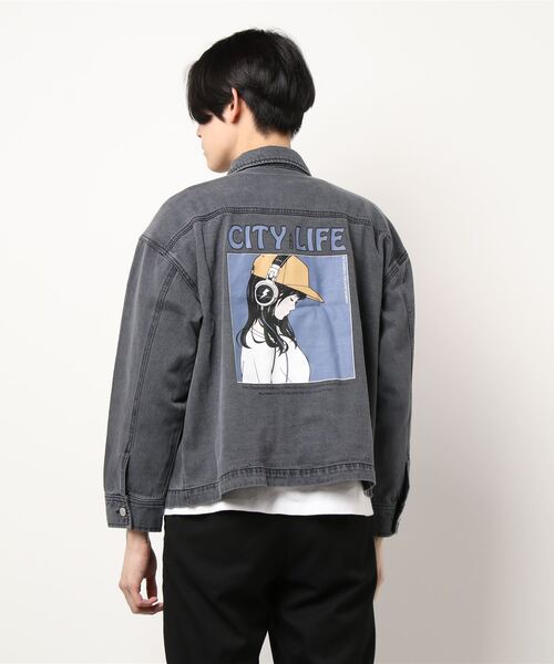 「THISIS」 デニムジャケット MEDIUM ブラック メンズ_画像3