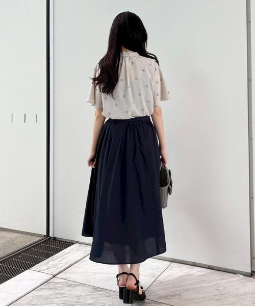 ブラウス シャツ 「洗える」ドットフラワー ブラウス レディースの画像
