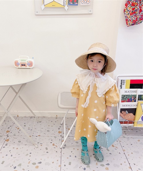 「aimoha」 「KIDS」半袖ワンピース 100 ブルー キッズ_画像3