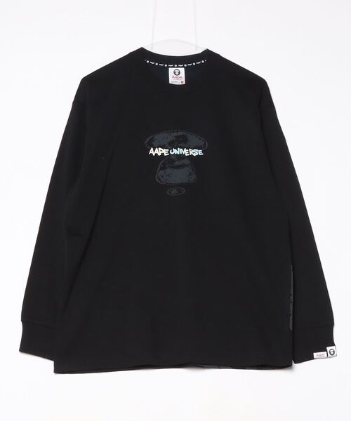 「AAPE BY A BATHING APE」 長袖Tシャツ SMALL ブラック メンズ_画像2