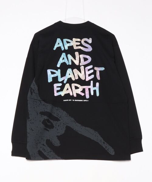 「AAPE BY A BATHING APE」 長袖Tシャツ SMALL ブラック メンズ_画像3