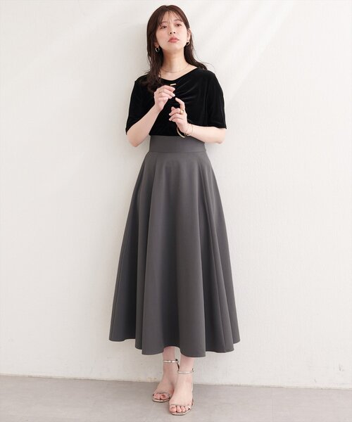 natural couture ロング スカート ハイウエストサーキュラースカート