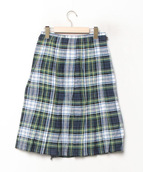 最終価格！美品【O'NEIL OF DUBLIN】チェック柄 プリーツスカート緑 O'NEIL of DUBLIN（オニールオブダブリン） チェック柄スカート 40