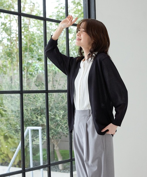 「Honeys」 7分袖ブラウス M スミクロ レディース_画像6