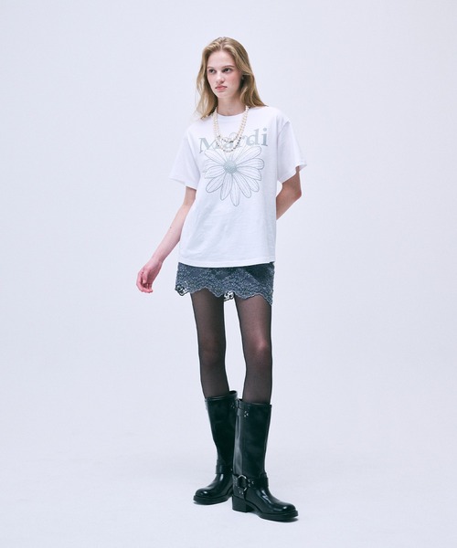 「Mardi Mercredi」 半袖Tシャツ FREE ホワイト×グレー レディース_画像2