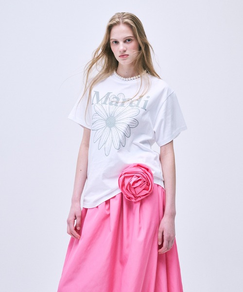 「Mardi Mercredi」 半袖Tシャツ FREE ホワイト×グレー レディース_画像4