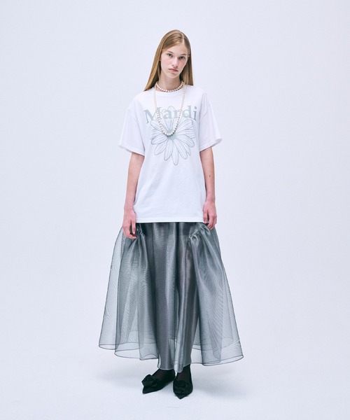 「Mardi Mercredi」 半袖Tシャツ FREE ホワイト×グレー レディース_画像5