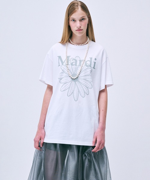 「Mardi Mercredi」 半袖Tシャツ FREE ホワイト×グレー レディース_画像6