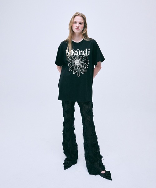 「Mardi Mercredi」 半袖Tシャツ FREE ホワイト×グレー レディース_画像8