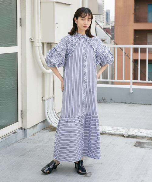 「KBF」 半袖ワンピース ONE ブラック レディース_画像7