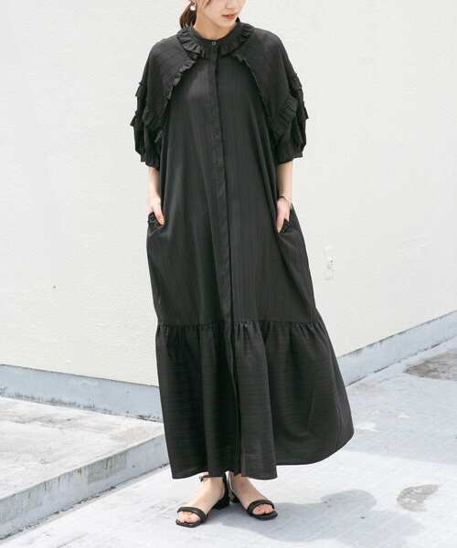 「KBF」 半袖ワンピース ONE ブラック レディース_画像9