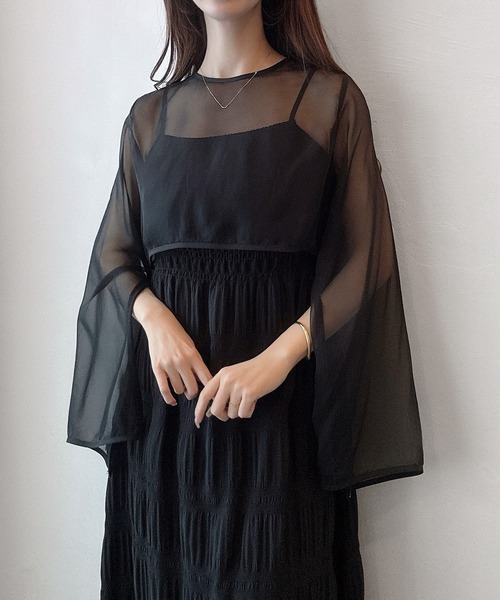 「Meiru」 キャミソールワンピース MEDIUM ブラック レディース_画像3