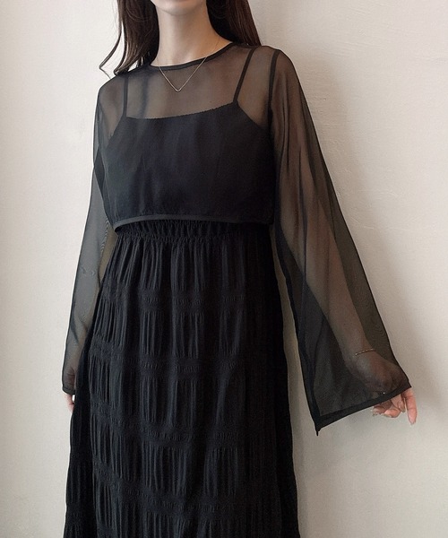 「Meiru」 キャミソールワンピース MEDIUM ブラック レディース_画像4