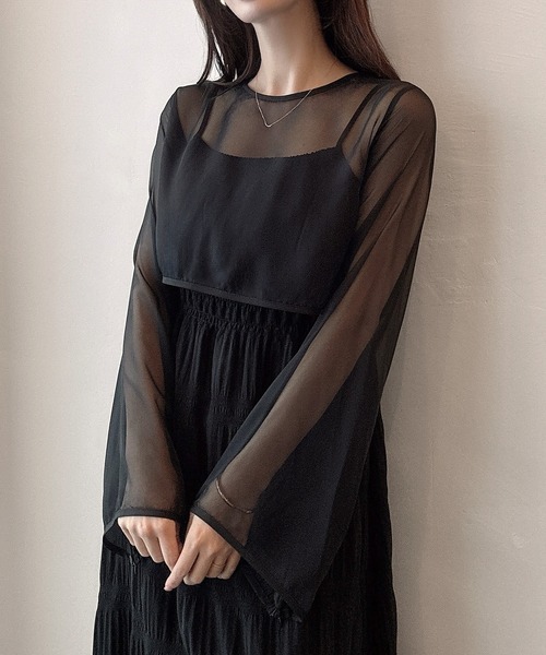 「Meiru」 キャミソールワンピース MEDIUM ブラック レディース_画像5