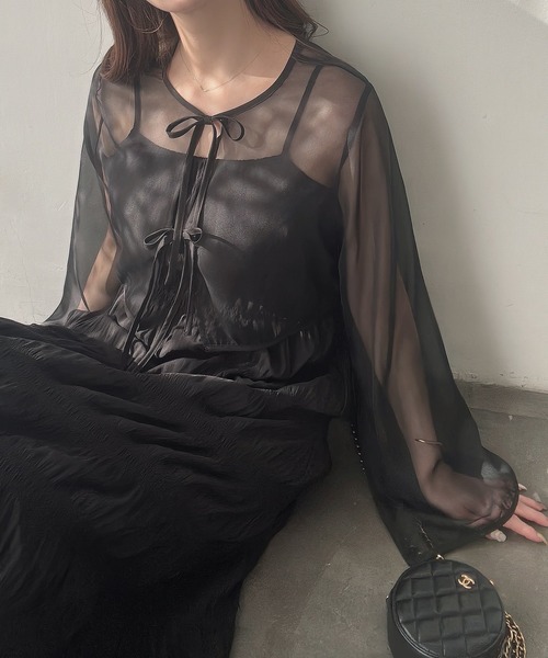「Meiru」 キャミソールワンピース MEDIUM ブラック レディース_画像9