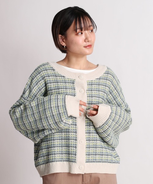 cepo（セポ） ニット ツイードライククルーネックカーディガン
