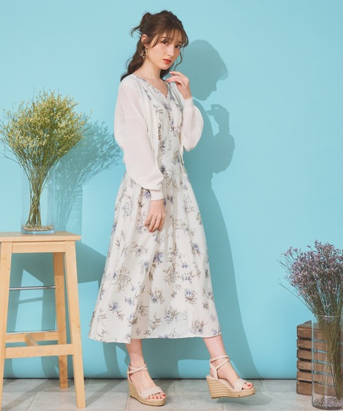 Noela ワンピース 「WEB限定カラーあり」ペイントラインフラワー