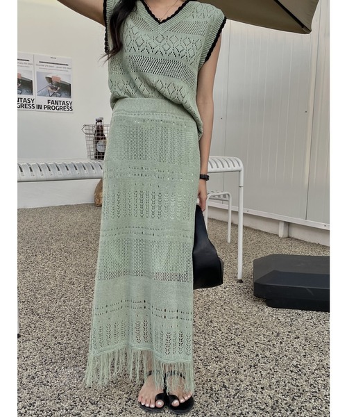 ASKYURSELF バンデッド クロシェ ニット セットアップ ZARA クロシェ ニット ショートパンツ セットアップ - メルカリ