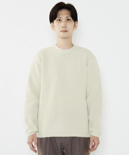 MEN'S MELROSE セーター ニット 自宅で洗えるポリエステルヤーンクルー