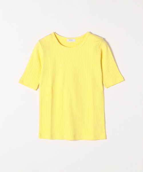 tシャツ シアーテレコハーフスリーブTシャツ レディース SHIPS any tシャツ any:「洗濯機可能」テレコ リブ ハーフ