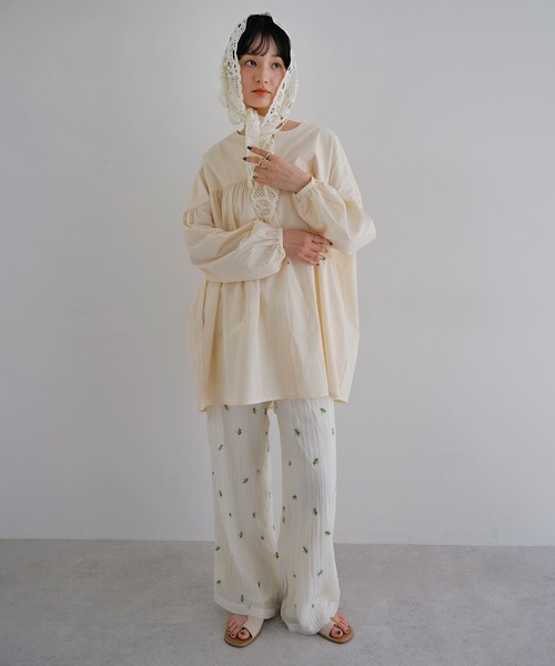 andme（アンドミー） ブラウス シャツ ワッシャーコットンチュニック