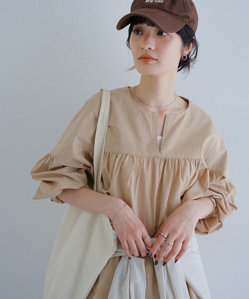 andme（アンドミー） ブラウス シャツ ワッシャーコットンチュニック