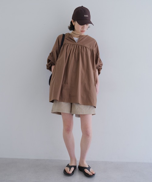 andme（アンドミー） ブラウス シャツ ワッシャーコットンチュニック 