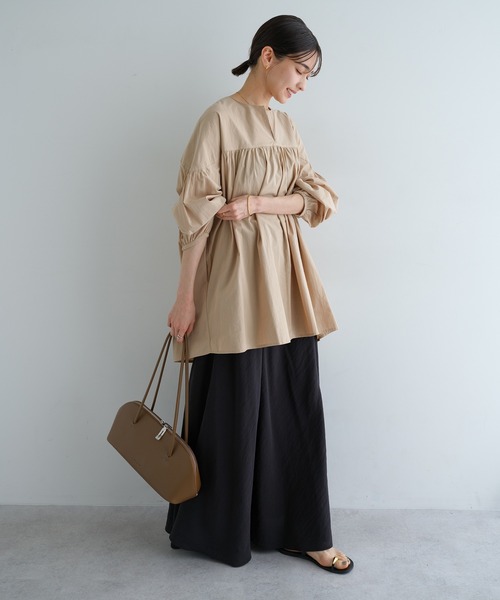andme（アンドミー） ブラウス シャツ ワッシャーコットンチュニック