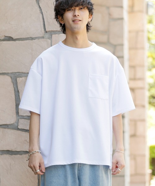 クルーネックジャージーTシャツ Bling Leads tシャツ 梨地ストレッチジャージ / オーバーサイズ
