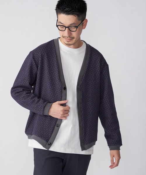 SHIPS別注】LOGAN KNITTING MILLS: Vネック パッチ カーディガン