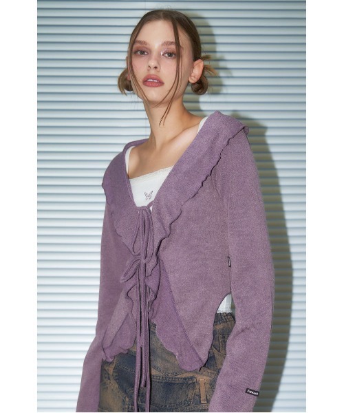 カーディガン A'GEM/9 × .kom 「 FANCY CLUB/ファンシークラブ」 FRILL FLOWER HOOK CARDIGAN/フリル FANCY CLUB カーディガン A'GEM/9 × .kom 「 CLUB/ファンシー