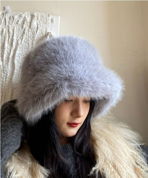 Ritomo De Ricco 帽子 ハット ふわふわファーバケットハット