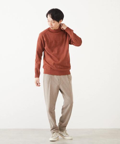 MEN'S MELROSE セーター ニット ミドルゲージリッジタートルネック