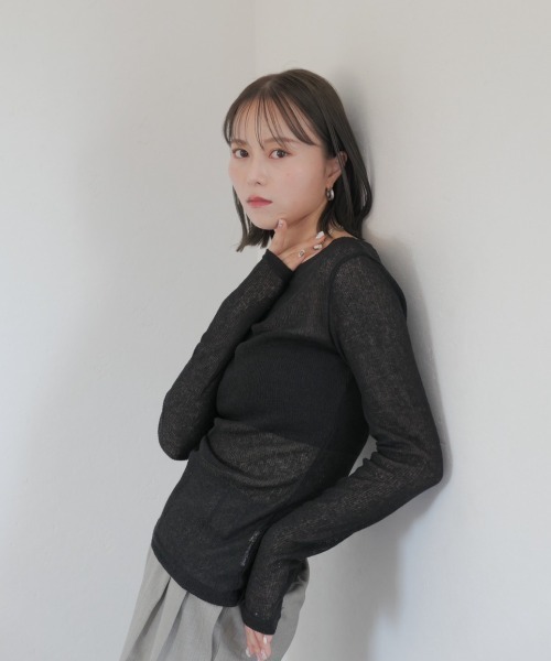 Reurie' tシャツ Tシャツ ボートネックシアートップ / シアー