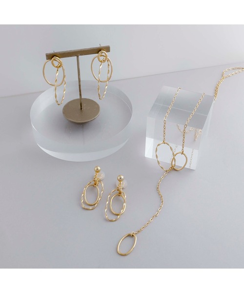 ネックレス JewCas Spiral ロングチェーン クロス リングネックレス
