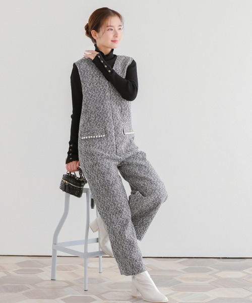 Fit more（フィットモア） サロペット オーバーオール パール付