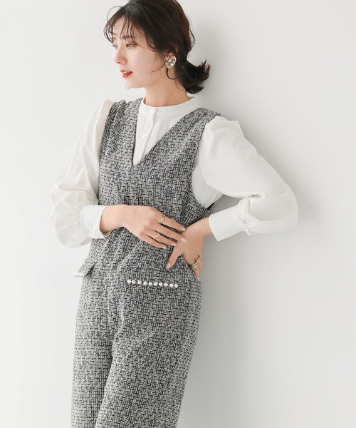 Fit more（フィットモア） サロペット オーバーオール パール付