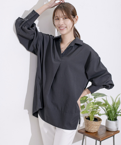 【逸品】 JAYRO スキッパーVネックシャツブラウス シャツ ブラウス 扇風機・サーキュレーター