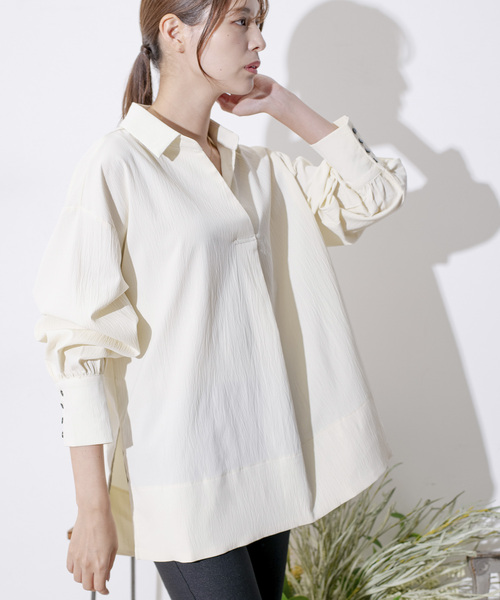 トップス Riro JAYRO ブラウス シャツ スキッパーVネックシャツブラウス
