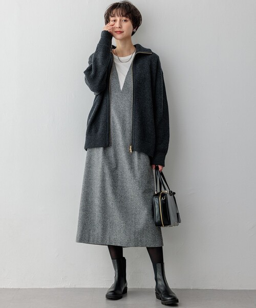 23区（ニジュウサンク） ワンピース シルクネップヘリンボーン