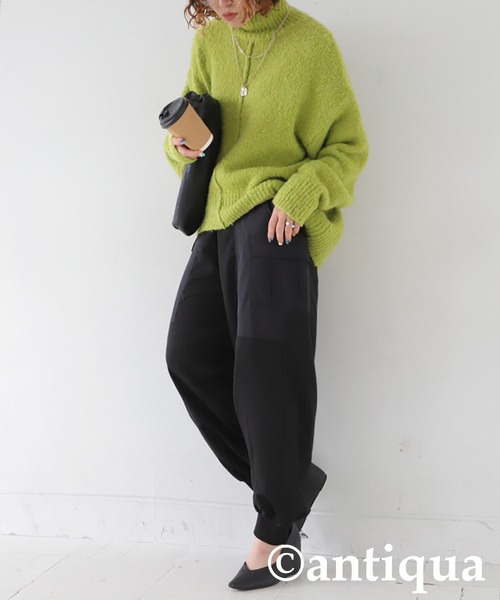 ニット セーター ブークレハイネックニット レディース antiqua ニット セーター ブークレハイネックニット レディース