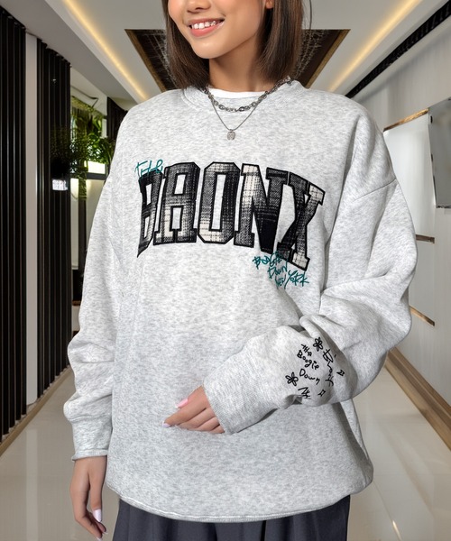 トレーナー スウェット 袖も映える レトロ スウェット トレーナー 韓国 ファッション レディース メンズ | Candlestick | 05