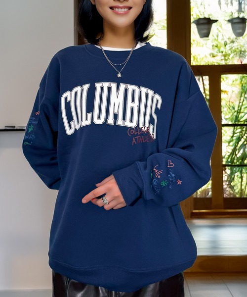 トレーナー スウェット 袖も映える レトロ スウェット トレーナー 韓国 ファッション レディース メンズ | Candlestick | 16