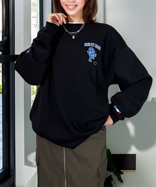 トレーナー スウェット 袖も映える レトロ スウェット トレーナー 韓国 ファッション レディース メンズ | Candlestick | 38