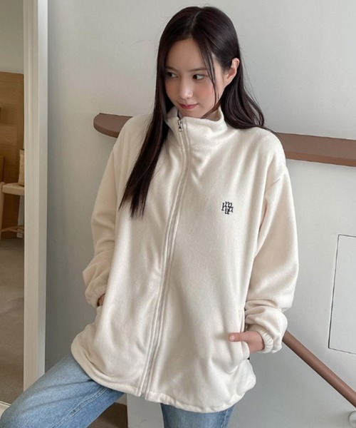 tシャツ A'GEM/9 × .kom「muahmuah/ムーアムーア」STITCH LOGO FLEECE ZIPUP JACKET/ステッチロゴフ